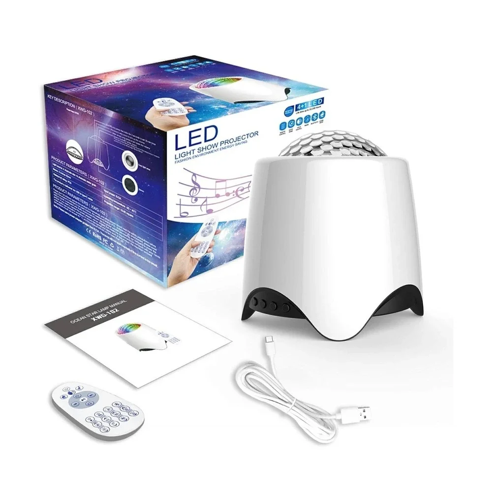 LED Star Projector Light Night Lamp‎ with Remote Control Bluetooth Speaker